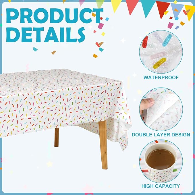97 Pcs Confetti Sprinkles Tableware Set Include Plastic Tablecloth 24 Paper Napkins 24 Large Plates 24 Small Plates 24 Paper Cups for Sprinkle Party Decorations Wedding Birthday Supplies