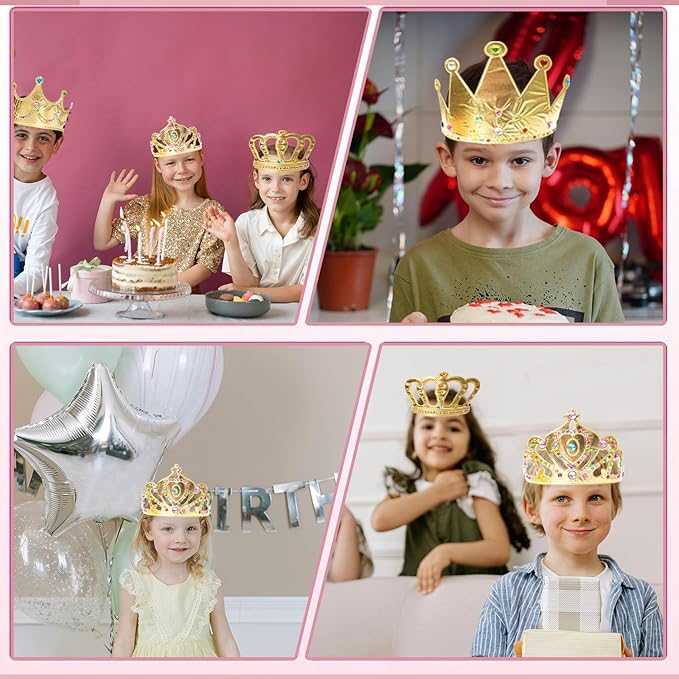 50 Pcs Foam Crowns Kids Princess Tiaras Crowns Bulk with 2 Styles DIY Diamond Sticker Making Kits for Kids Birthday Party Supplies