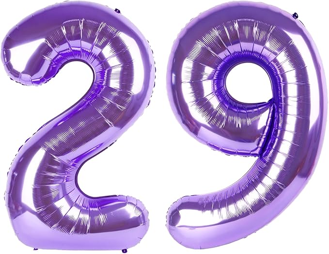 40 Inch Purple Number 29 Digital Balloon,Jumbo Mylar Foil Helium Balloon for 29 Balloons for Birthday Party,Wedding Anniversary Party Decorations