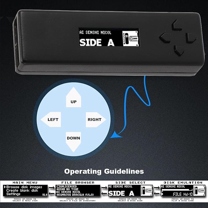 FDSkey Disk System Drive Emulator, OLED Screen, 300+ Games, Plug and Play for Console, with Firmware Upgrades and Save Progress (Black)