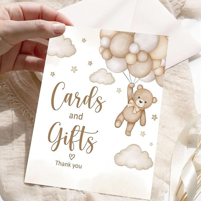 4PCS Bear Table Sign Centerpieces for We Can Bearly Wait Baby Shower Decorations Bear Birthday Decorations Party Supplies(8x10in) (Brown)