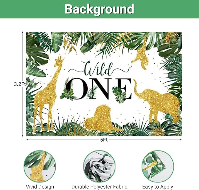 Wild One Jungle Theme Birthday Decorations Kit for Boys, Palm Leaf Balloon Garland, Boxes, Party Supplies