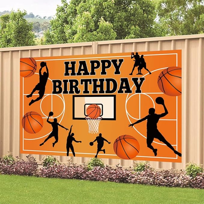 Basketball Themed Birthday Party Decoration Basketball Happy Birthday Backdrop Photo Background Banner Poster for Basketball Party Decorations Party Supplies 70.8 x 47.2 Inch