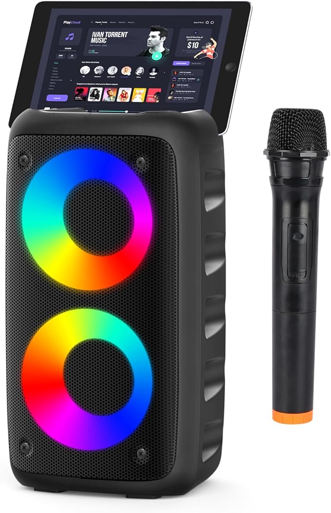 Karaoke Machine,Outdoor Bluetooth Speaker, PA Speaker with 1 Wireless Karaoke Microphones Wireless for Adults Kids with Upgraded Subwoofer, Support TWS/TF/USB/AUX for Home Party Outdoor