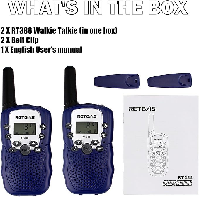 Retevis RT388 Kids Walkie Talkies, Toys for 6-12 Year Old Boys Girls, Walkie Talkies for Kids 22CH 2 Way Radio, VOX Flashlight LCD Backlit, Toys Gifts for Easter Basket Stuffers(Dark Blue,1 Pair)
