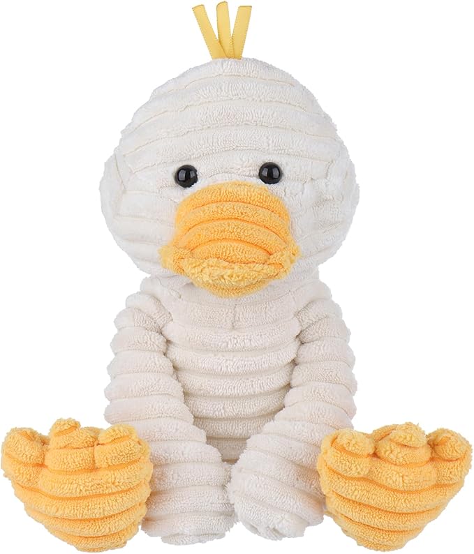 Apricot Lamb Toys Plush White Corduroy Duck with Thin Foot Stuffed Animal Soft Cuddly Perfect for Kids