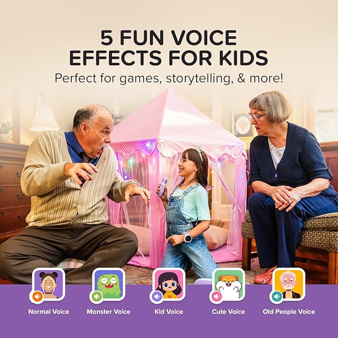 myFirst Voice 2 - Kids Mini Karaoke Machine with Wireless Microphone and Voice Changer for Kids, Portable Bluetooth Speaker, Christmas Toys Gifts for Girls and Boy 3-12 Years Old (Purple)