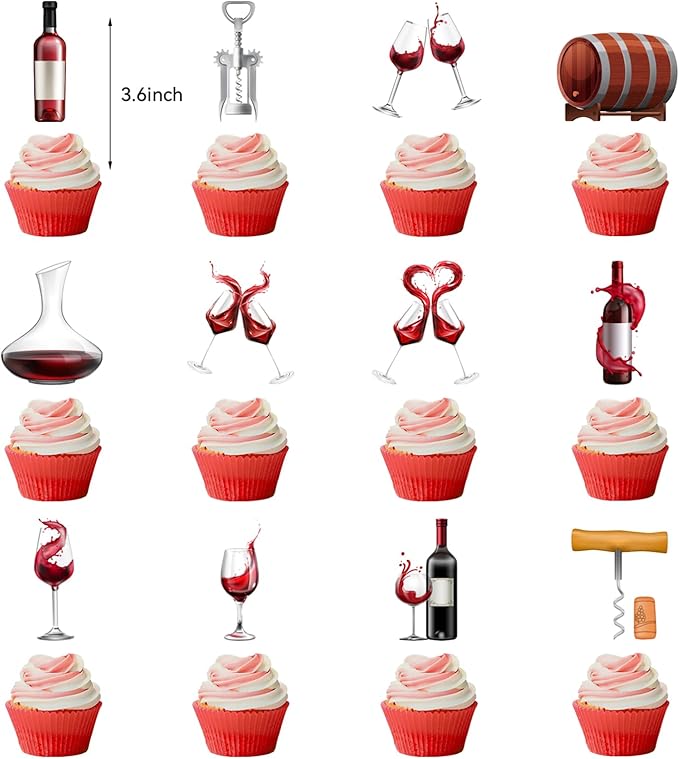 Red Wine Party Decorations Birthday Decorations Includes Red Wine Happy Birthday Banner Cake Topper Cupcake Toppers Balloons for Wine Party Supplies Men Women Birthday Party