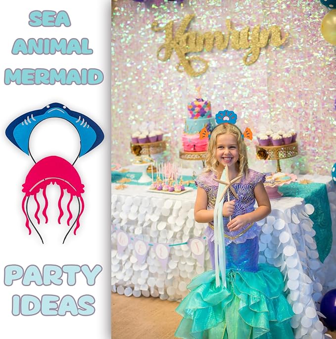 16 Styles of Felt Fabric Headband for Under The Sea Party Decorations, Ocean Animal Themed Party Favors, Beach, Pool, Mermaid, Zoo Parties Supplies, Kid Birthday Dress-up Hair Hoop, Halloween Costumes