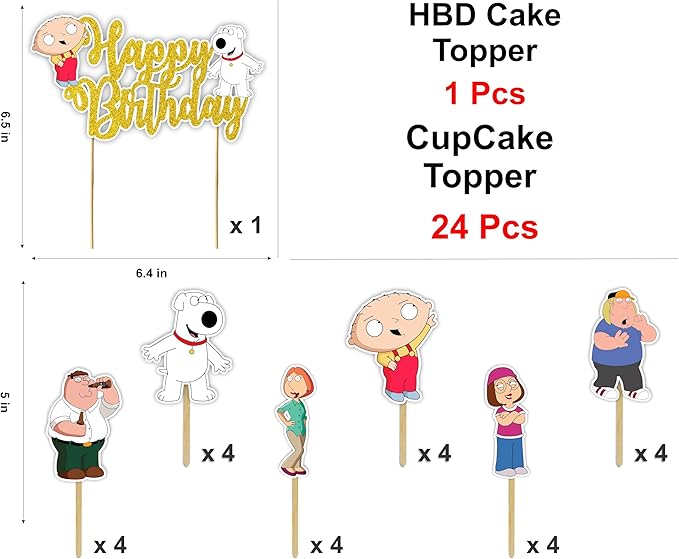 "Stewie Grifin Theme Birthday Party Supplies – Funny Cartoon Baby Character Decorations & Adults – Includes Party Banner, Cake Topper, Cupcake Toppers, & Table Décor for Birthday Celebrations"