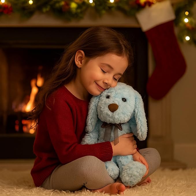 Blue Goldendoodle Furry Poodle Puppy Dog Blue Stuffed Animal Plush Toys for Kids Boys Girls Birthday Bedtime Xmas Gift, 11.8 inches