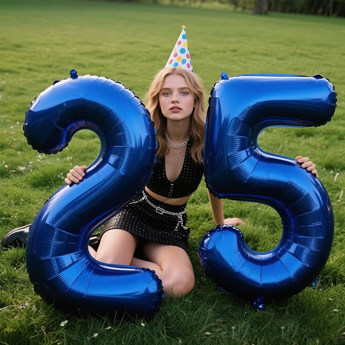 40 Inch Number 5 Balloon Jumbo Dark Blue Digit Foil Balloon for 5 15 25 50 55 2025 Graduation Anniversary Party Supplies 5th Birthday Photo Booth Backdrop for Boys Girls