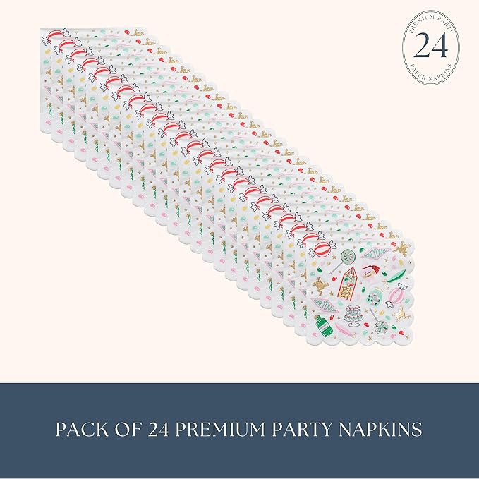 Harry Potter X Bonjour Fête Honeydukes Small Pattern Napkins | 3-Ply Fancy Napkins for Harry Potter Themed Parties | Happy Birthday & Cocktail Decoration | Pack of 24, 5" Fold | Premium Party Supplies