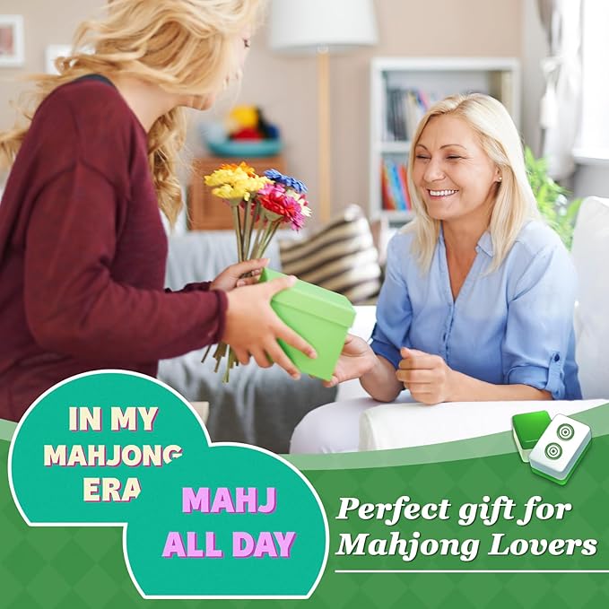 Soulchen 2 Pcs Mahjong Tile Mixer Shufflers for Mixing and Shuffling Tiles Plastic Mahjong Accessories Gifts for Lovers Games Decorative Printed Design (Green Semicircle Style)