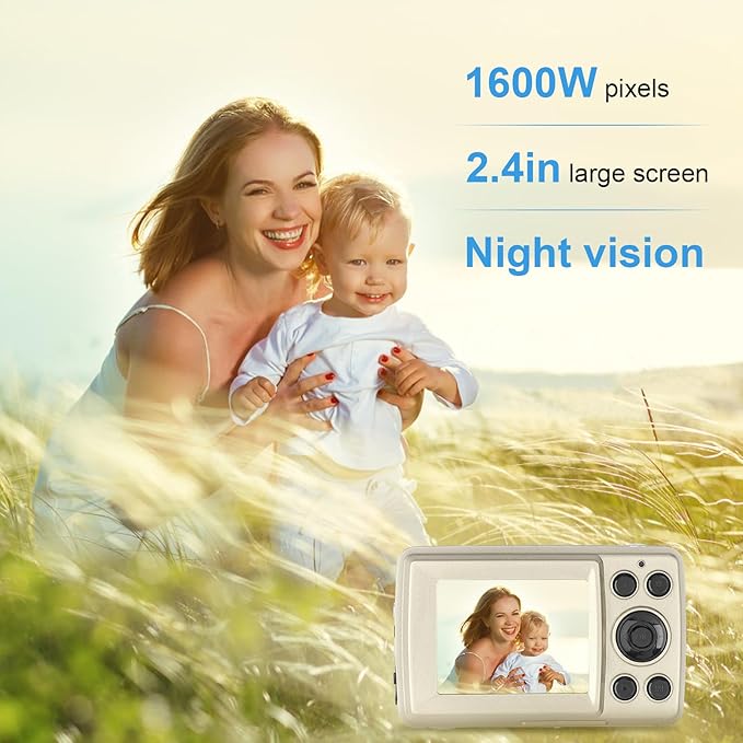 720P Digital Camera for Kids & Teens with 16X Zoom, Compact Portable Camcorder –
