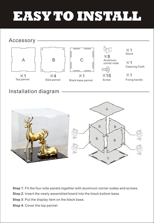 11 Inch Acrylic Display Case for Collectibles, Cube Acrylic Box for Collectibles Showcase, Assemble Clear Acrylic Display Box Stand Storage Bin for Action Figures Doll Toys Sport Souvenirs