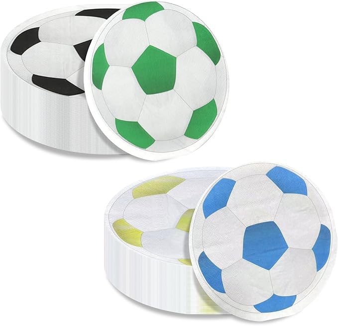 100PCS Soccer Party Decorations Napkins - Soccer Birthday Party Napkins for Kids Soccer Theme Fan Sports Event Soccer Party Supplies, 13 x 13 inch