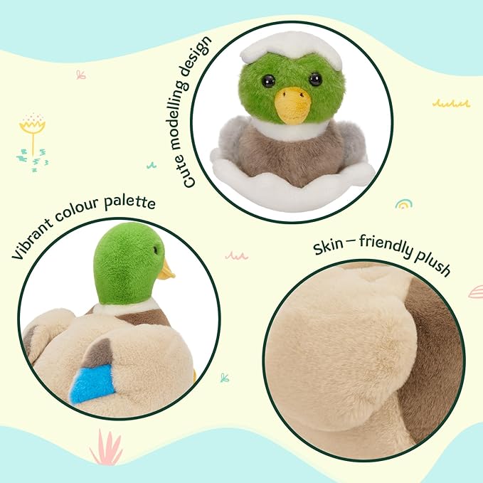 MaoGoLan 6Pcs Plush Duck Toys 16'' Mallard Mom with 4 Ducklings & Eggs Inside - Duck Stuffed Animals Bulk for Girls Valentines Gifts Party Favors Decorations Christmas Birthday