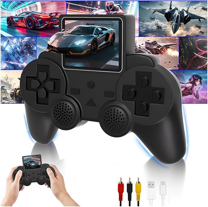 Handheld Game Console, Portable Retro Retro Gaming Console with 520 Classic Games, 2.4'' HD Screen, Rechargeable Battery, Plug & Play Video Game Player, Gift for Kids Adults and Kids