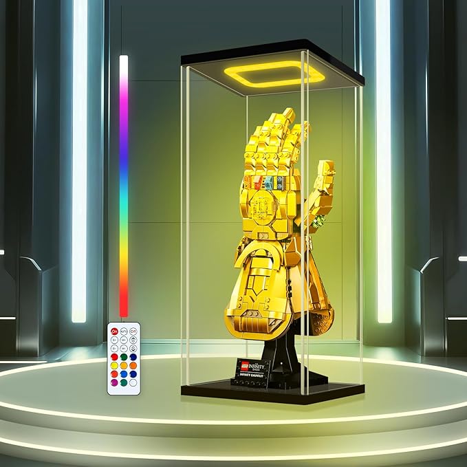 Acrylic Display Case with Color Led Light for Lego 76191/76223-Thickened Clear Display Case for Collectibles Showcase Organizer Box for Action Figures
