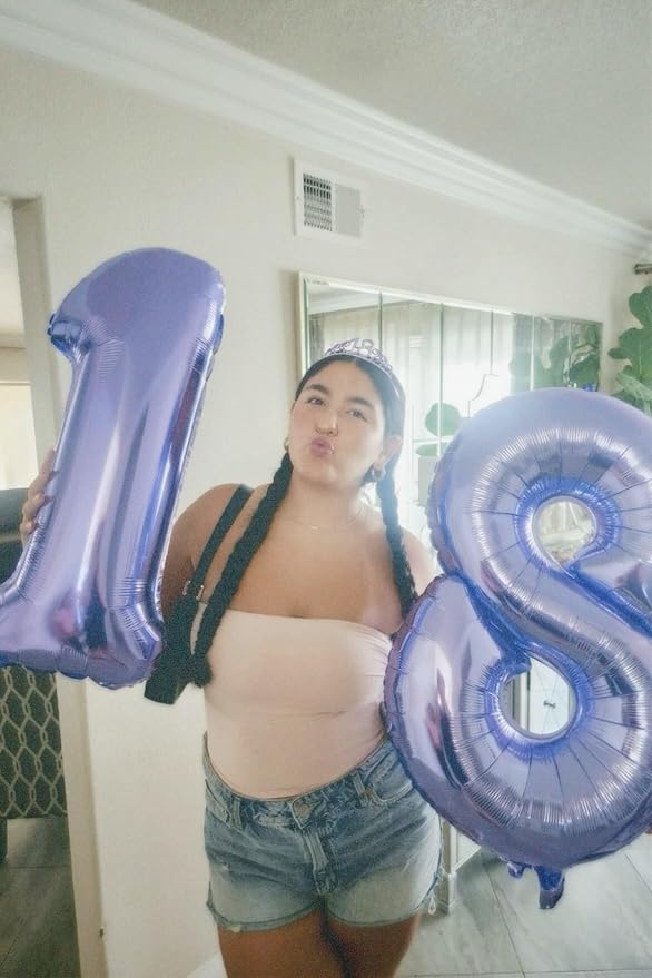 Lilac Foil Number 8 Balloon 40 Inch, Helium Mylar Eight Number 8 18 28 38 48 58 80 88 Birthday Balloons, 8th Lavender Women Men Wedding Anniversary, Graduations Party Supplies