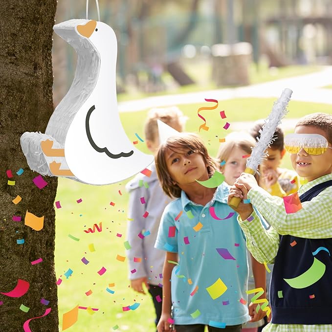 Goose Piñata 3D Goose Birthday Decoration with a Blindfold and Bat for Kids Girls Boys Gift Holiday Piñata Party Baby Shower Supplies