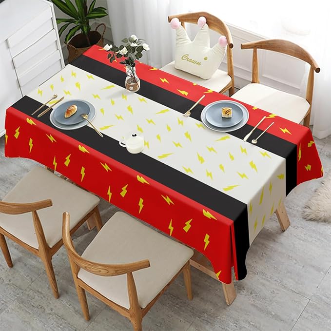 2Pcs Cartoon Animation Party Tablecloths 70.8×42.5 inch Red and White Tablecloths Table Decorations Party Supplies (Red)