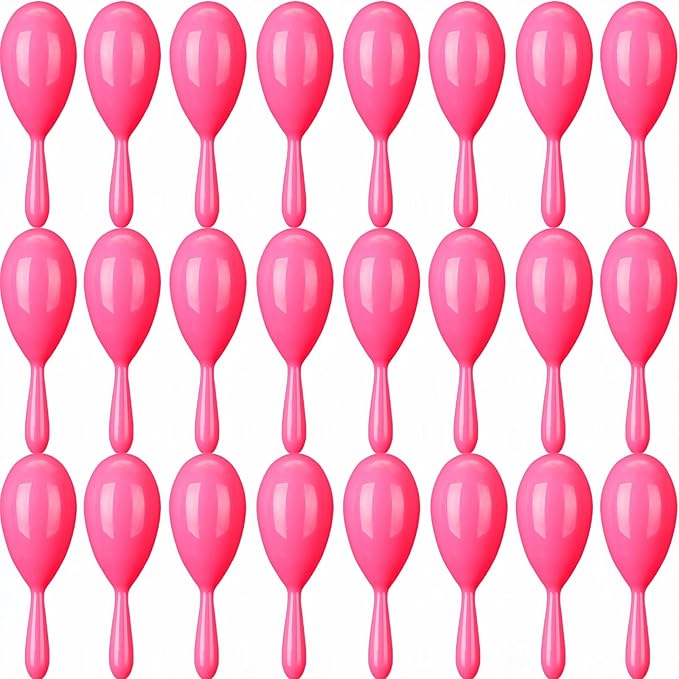 24 Pcs Maracas, 4.3 Inch Plastic Maracas for Mexican Fiesta, Luau Party, Wedding, Birthday, Cinco De Mayo Fiesta Themed Party Supplies (pink)