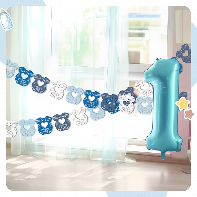 2 Pack Cielito Lindo Papel Picado Baby Shower Banner Decoration, Mexican 24 Pcs Bodysuit Card with Hanging String Fiesta Garland for Gender Baby Shower Party Supplies (Novel Color)