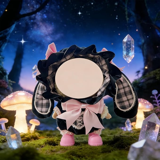 3 Sets Magic Dress-Up Clothes for 17cm Dolls, Bat, Witch, Bunny, Cat & Fantasy Outfits, 6.7-Inch Plush Doll Accessories with Colorful Shoes and Glasses, Kawaii Idea (No Dolls)