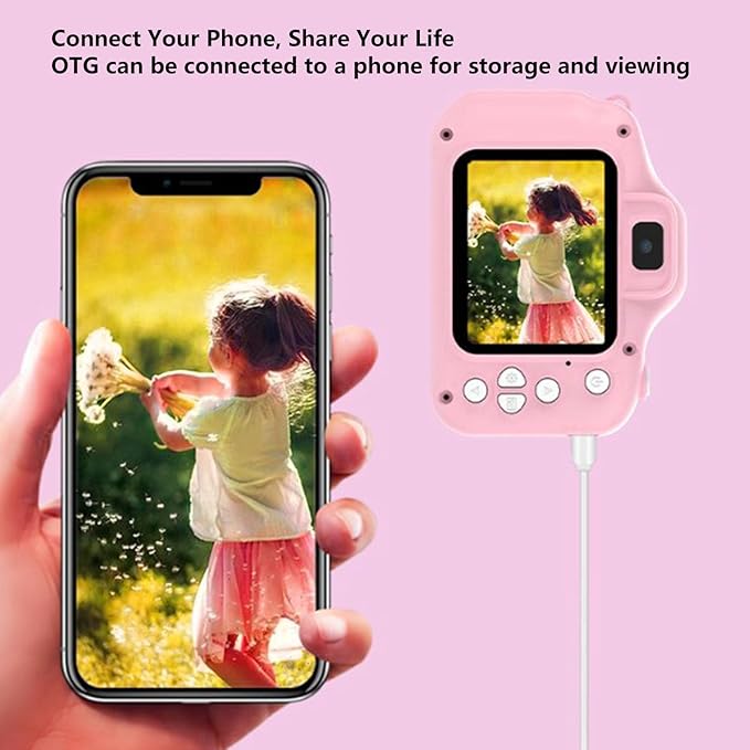 Kids Digital Video Camera, Kids Camera Toys, Digital Video Camcorder Camera for Boys and Girls Toddler (Pink)