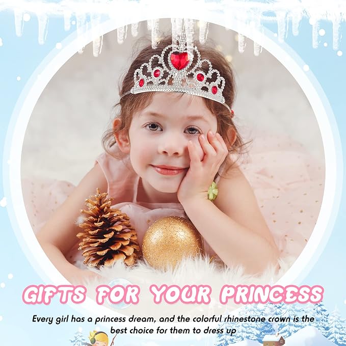 Lewtemi Princess Dress-up Accessories: 24 Pieces Princess Crowns and Wands, Heart Adult Wand and Crown Plastic Queen Tiara and Wand, for Party Supplies, Girls over 12 years old