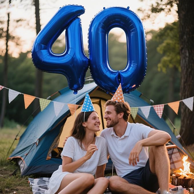 40 Inch Navy blue Number 40 Digital Balloon,Jumbo Mylar Foil Helium Balloon for 40 Balloons for Birthday Party,Wedding Anniversary Party Decorations