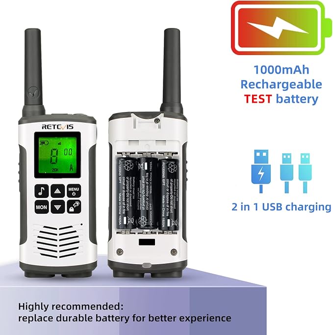 Retevis RT628 Walkie Talkies for Kids,Kids Gifts for Aged 6-12 Bundle with RT45 Long Range 2 Way Radio,NOAA Flashlight with AA NIMH Battery for Family Outdoor Camping Trip Hiking (4 Pack)