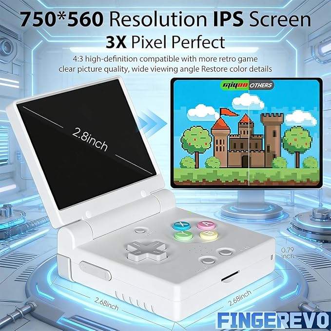 Miyoo Mini Flip Handheld Game Console 2.8-inch 750*560 IPS Screen 2500mAh Miyoo-mini Flip Clamshell Retro Games Consoles OnionOS-64GB Yellow