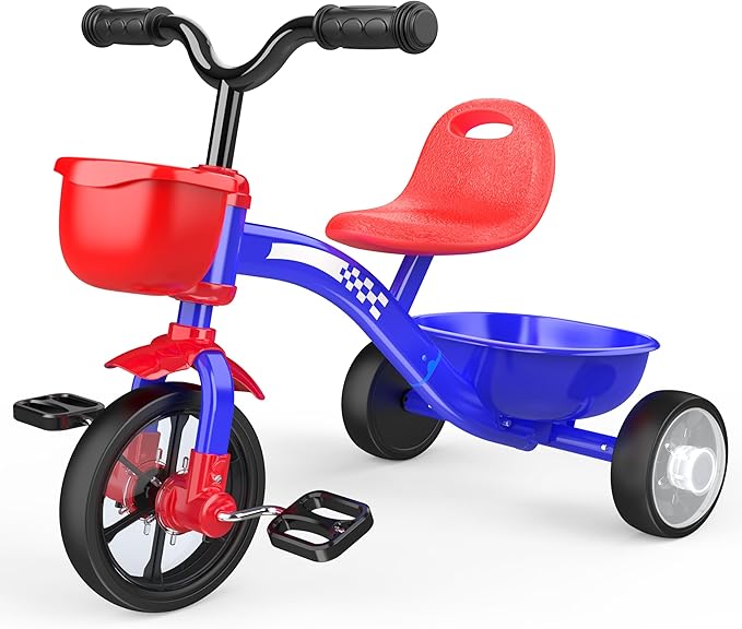 Tricycle for Toddlers 1-3 3-5 Year Olds, Unicorn Toddler Bike Baby Balance Bike with Colorful Lighting Wheels & Large Basket, Birthday Gift and Toy for 1 2 3 4 5 Year Olds Girls Boys