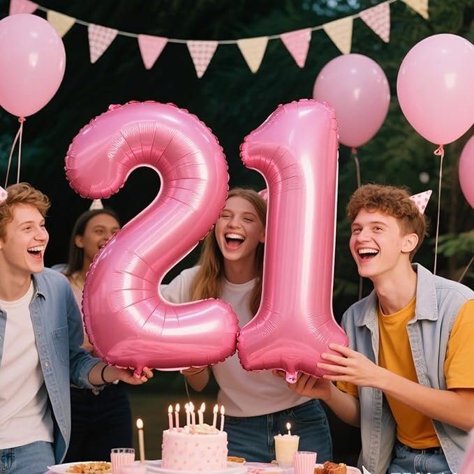 Pink Number 2 Balloon 40 Inch,Jumbo Giant Mylar Pink Number 2,Big Large Foil Helium Two Number Balloons, Balloons for 12 20 21 22 Birthday Party Decorations Supplies Anniversary Celebration