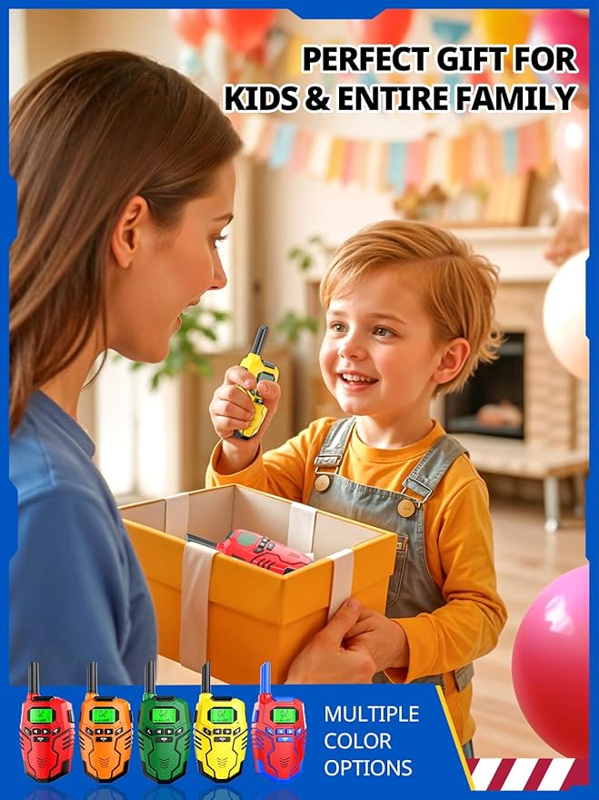 Walkie Talkies for Kids Rechargeable,Long Range 2 Way Radio, Outdoor Camping Games Party Toys for 3 4 5 8-12 Year Old Boys Birthday Xmas Gift for Kids, 3 Pack