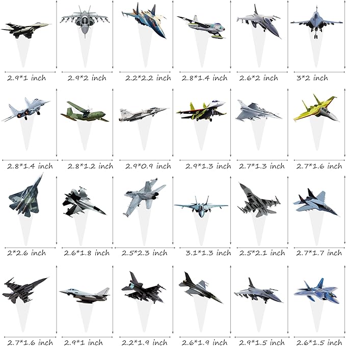 Airplane Cupcake Toppe 48PCS Fighter Jet Cake Decorations Fighter Pilot Birthday Party Decorations Aviation Aircraft Cupcake Picks for Military Theme Baby Shower Birthday Party Supplies