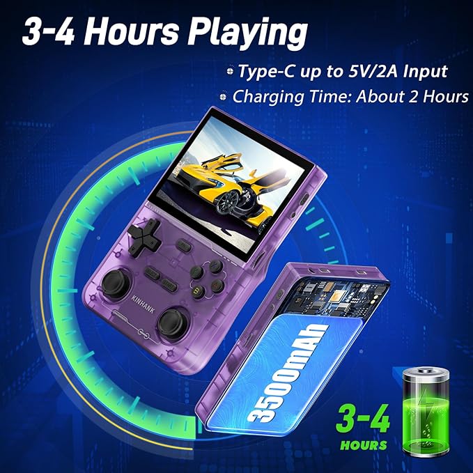 kinhank Retro Handheld Game Console, Supports 9000+ Games, Equipped with 64G TF Card, Portable Mini Retro Video Games Console, 3.5-inch IPS Screen