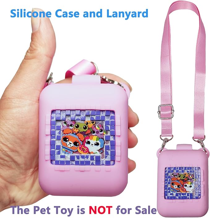 Hard Carrying Case and Silicone Cover for Bitzee Interactive Toy Digital Pet, Accessories Case for Bitzee Virtual Electronic Pets Original 15 Animals (Pink)