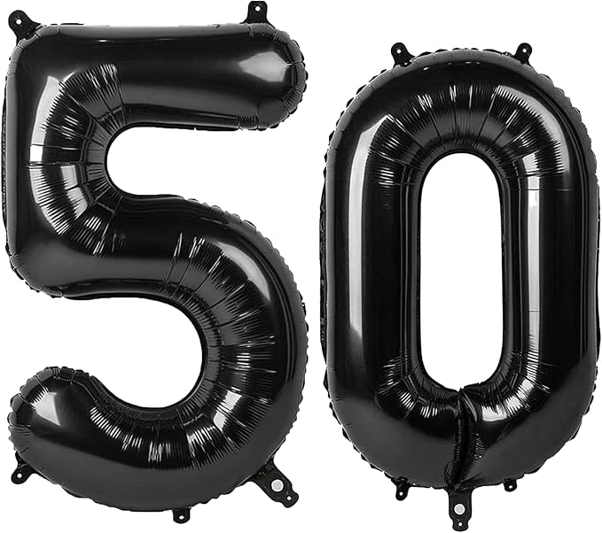 40 Inch Black Number 50 Digital Balloon,Jumbo Mylar Foil Helium Balloon for 50 Balloons for Birthday Party,Wedding Anniversary Party Decorations