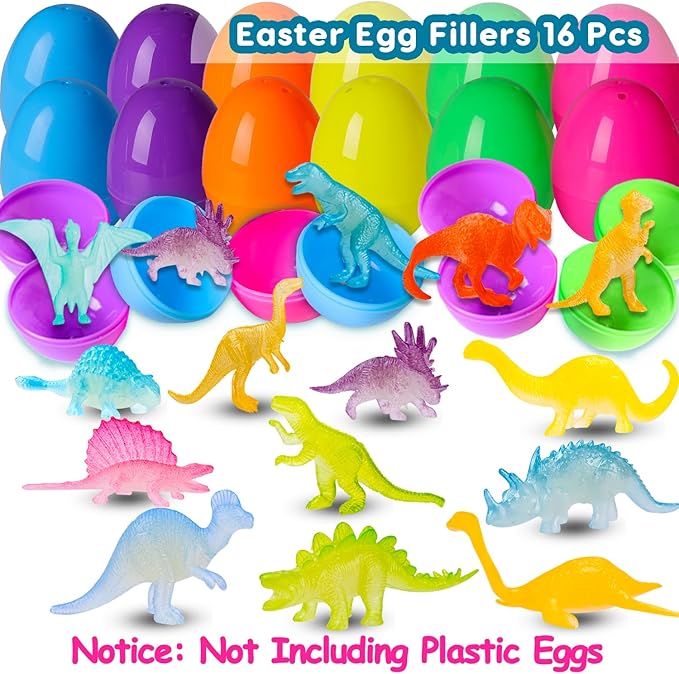 48Pcs Glow in Dark Mini Dinosaur Figures Kids Easter Egg Fillers Basket School Birthday Party Favors Supplies Dino Cupcake Toppers Pinata Goodie Bags Stuffers Classroom Prizes Carnival Bulk Toy Gift