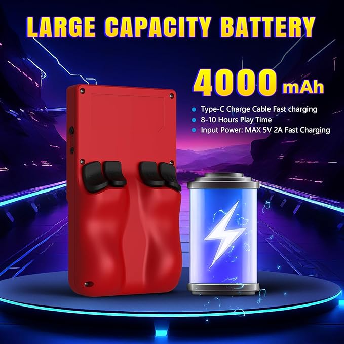 R36TMAX Upgraded Retro Handheld Game Console with 4000mAh Battery, 4.0'' IPS Screen, Retro Gaming Console with Portable Case, Supports WiFi Networked Fighting and OTG (Classic Red)