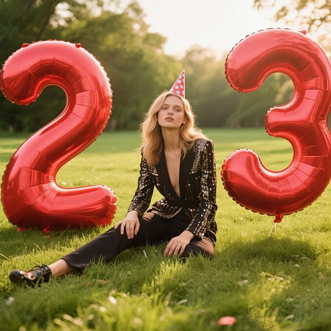 Red Number 3,Balloons 40 Inch Giant Foil Large 3 Number Balloons,Number 3 Digital 3 Helium Balloons 13 23 30 33 Numbers Birthday Decorations for Parties, Anniversaries Supplies Decorations