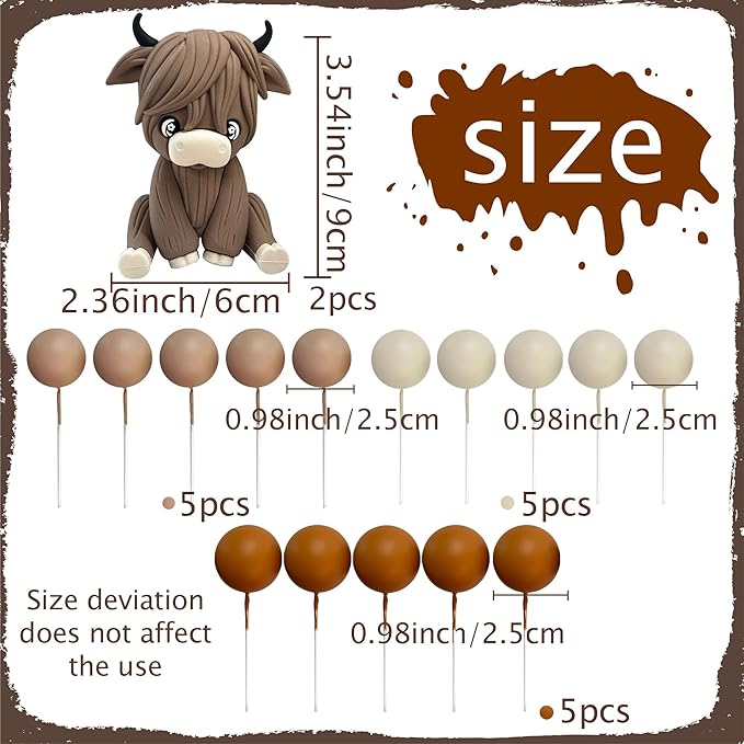JeVenis Two Highland Cow Cake Decorations Cake Topper Highland Cow Party Favors For Highland Cow Baby Shower Party Birthday Party Supplies