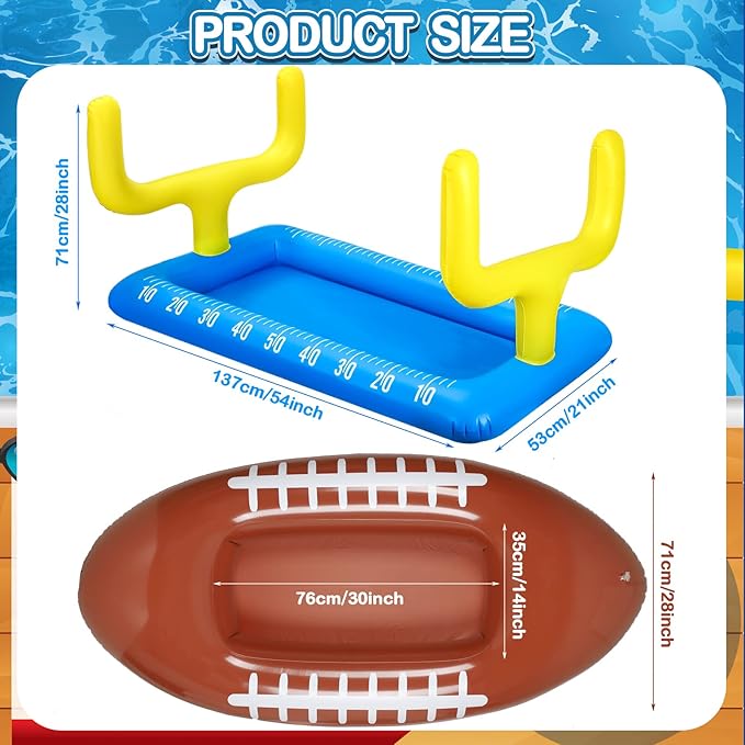 Leitee 2 Pcs Inflatable Football Drink Cooler Football Party Decoration Inflatable Field Cooler Ice Serving Bar Food Container for Summer Sport Birthday Party Favor Supplies(Blue, Brown)