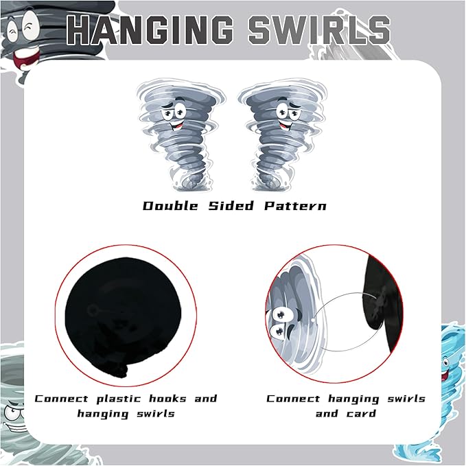 24 Pack Tornado Hanging Swirls Tornado Spirals Tornado Hanging Decorations Ceiling Decor for Tornado Birthday Party Decorations Tornado Party Supplies