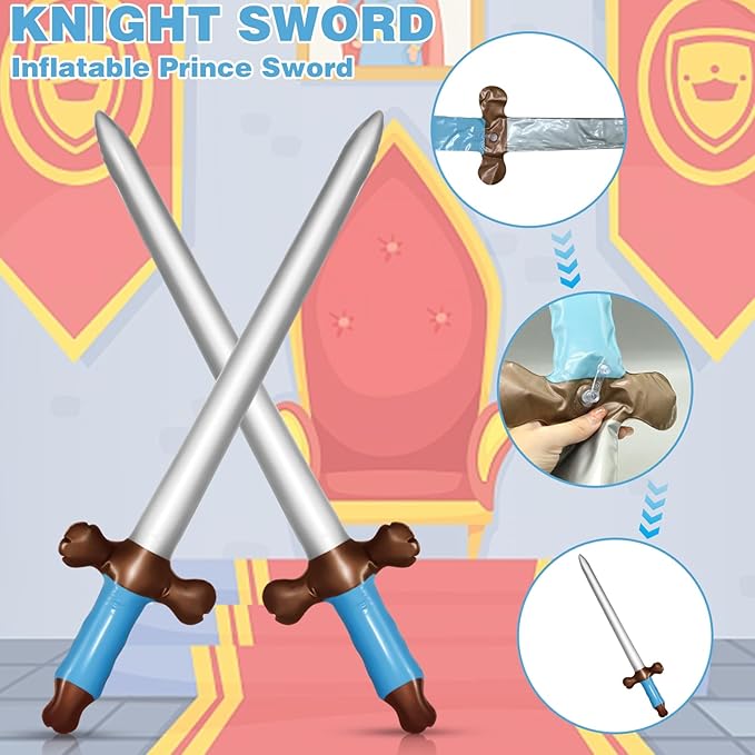 CANIPHA 12Pcs Inflatable Pirate Swords Set, 24In Plastic Swords for Birthday Theme Party Halloween Costume Cosplay Supplies, Stage Props