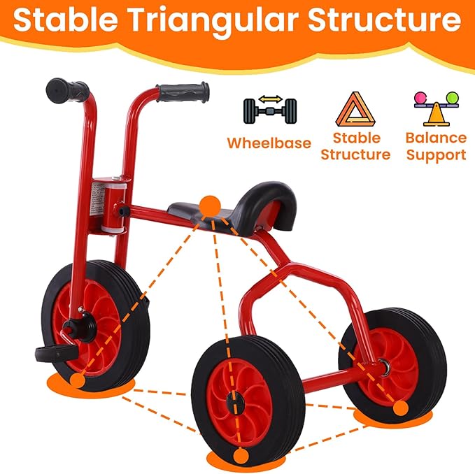 Kids Tricycle for Rider Age 2+, Big Wheel Kids Trike with Rubber Wheels, Preschool Daycare Kids Bike, Birthday Toys Gift for Boys and Girls